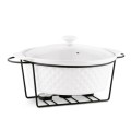 KonigHOFFER Naczynie porcelanowe na podgrzewaczu Diamond 3,5 l okrągłe białe