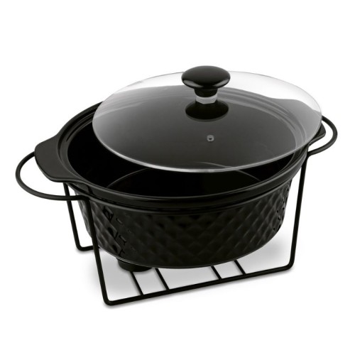KonigHOFFER Naczynie porcelanowe na podgrzewaczu Diamond 2,3 l okrągłe czarne