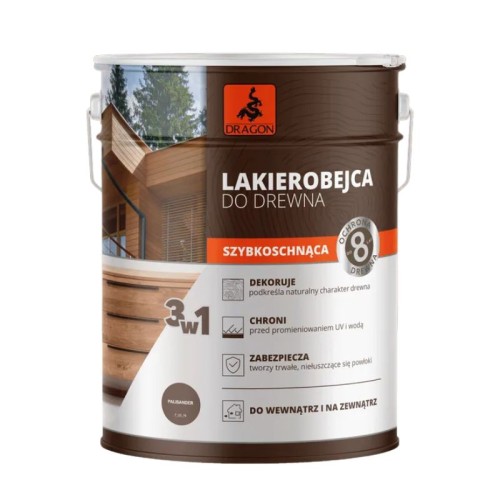 DRAGON Lakierobejca do drewna szybkoschnąca 5L Palisander
