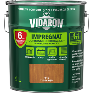 VIDARON IMPREGNAT OCHRONNO-DEKORACYJNY POWŁOKOTWÓRCZY Złoty Dąb V19 9L