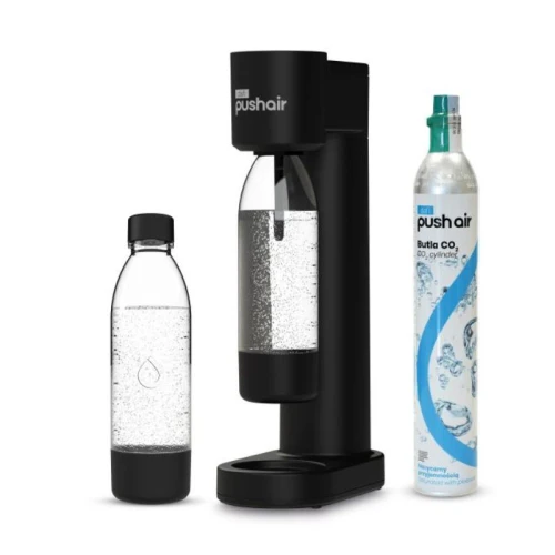 DAFI Saturator PushAir zestaw 2 x butelka 0,7 L + nabój CO2 czarny