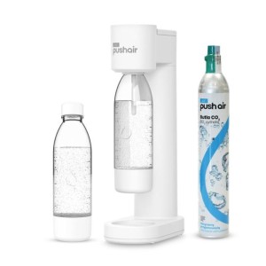 DAFI Saturator PushAir zestaw 2 x butelka na wodę 0,7 L + nabój CO2, biały