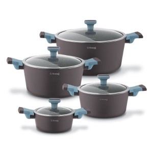 STARKE PRO Zestaw garnków na indukcję marmurowych Luxury Grey II 8 elementów