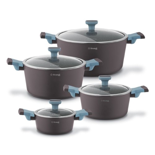 STARKE PRO Zestaw garnków na indukcję marmurowych Luxury Grey II 8 elementów