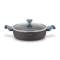 STARKE PRO Patelnia na indukcję marmurowa z pokrywką Luxury Grey II 28 cm krótkie uchwyty