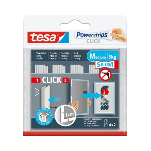 Tesa Powerstrips Rzepy samoprzylepne CLICK M-Slim – 4 pary