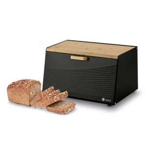 TADAR Chlebak stalowy Skandi Wood 20,5 x 35,5 x 21,5 cm czarny