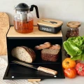 TADAR Chlebak stalowy Skandi Wood 20,5 x 35,5 x 21,5 cm czarny