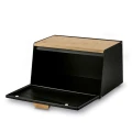 TADAR Chlebak stalowy Skandi Wood 20,5 x 35,5 x 21,5 cm czarny