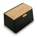 TADAR Chlebak stalowy Skandi Wood 20,5 x 35,5 x 21,5 cm czarny