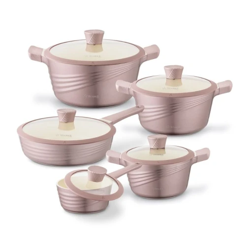 STARKE PRO Zestaw garnków ceramicznych na indukcję Naturale Rose Gold 10 elementów