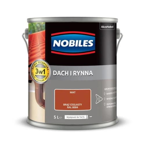 NOBILES Farba Dach i Rynna 5L brąz ceglasty RAL 8004