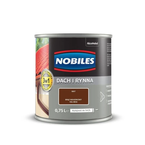 NOBILES Farba Dach i Rynna 0,75L brąz mahoniowy RAL 8016