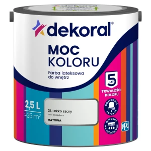Dekoral farba lateksowa Moc koloru lekko szary 2,5 l