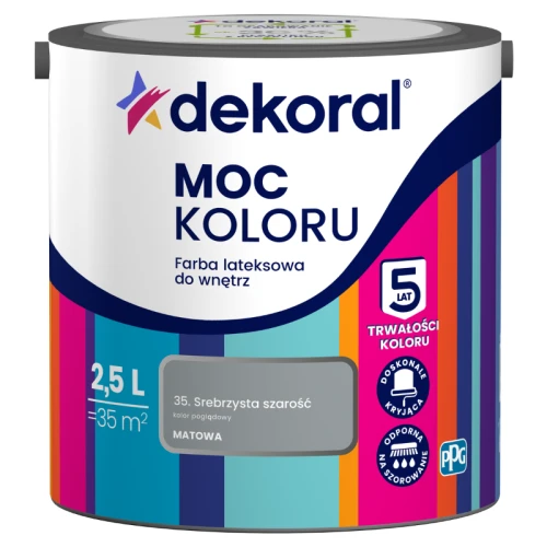 Dekoral farba lateksowa Moc koloru Srebrzysta szarość 2,5 l