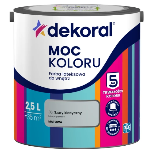 Dekoral farba lateksowa Moc koloru Szary klasyczny 2,5 l