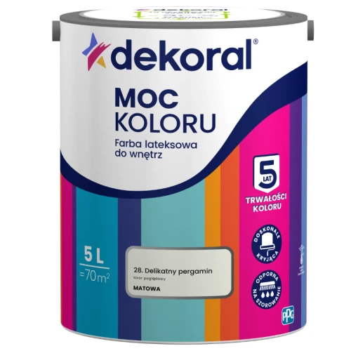 Dekoral farba lateksowa Moc koloru Delikatny pergamin 5L