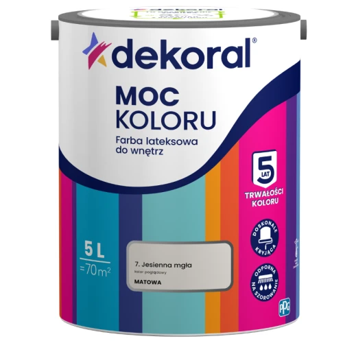 Dekoral farba lateksowa Moc koloru Jesienna Mgła 5L