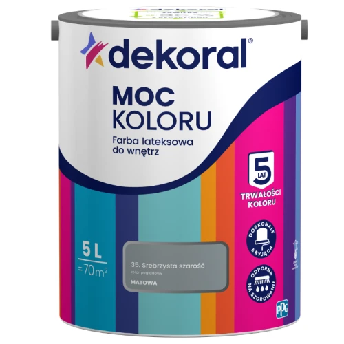 Dekoral farba lateksowa Moc koloru Srebrzysta szarość 5L
