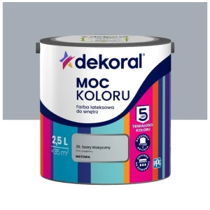 Dekoral farba lateksowa Moc koloru Szary klasyczny 2,5 l