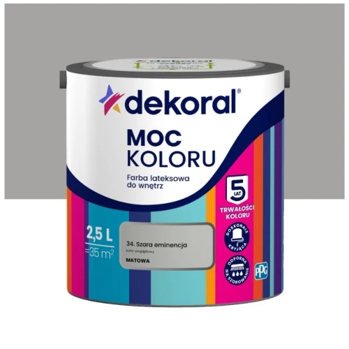 Dekoral farba lateksowa Moc koloru szara eminencja 2,5 l