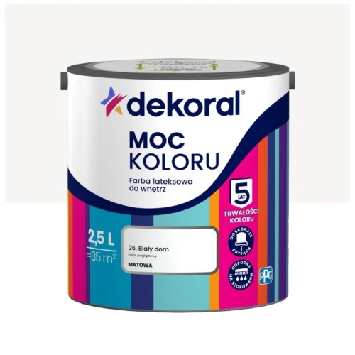 Dekoral farba lateksowa Moc koloru biały dom 2,5 l