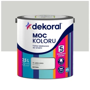 Dekoral farba lateksowa Moc koloru lekko szary 2,5 l