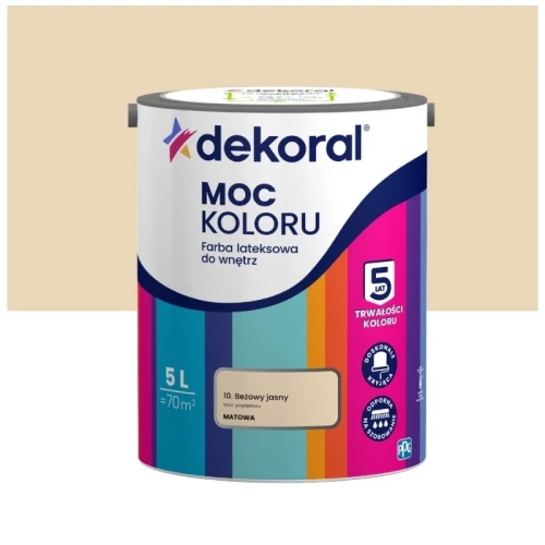 Dekoral farba lateksowa Moc koloru Beżowy jasny 5L
