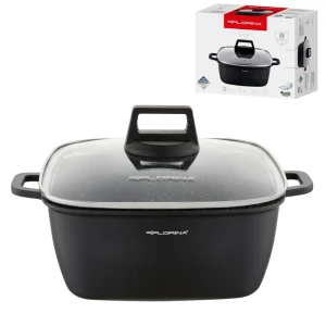 Florina Kwadratowy Garnek aluminiowy Chef 4,6 l z pokrywką 24 × 24 cm