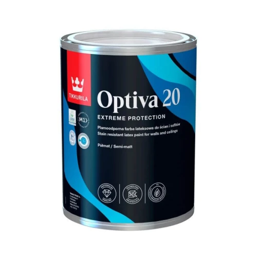 TIKKURILA Farba Lateksowa Optiva Semi Matt [20] Baza A Biała 0,9L