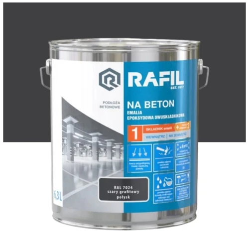 RAFIL Na beton zestaw emalia epoksydowa szary grafitowy RAL7024 6,3L