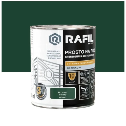 RAFIL Emalia prosto na rdzę RAL 6005 zielony półmat 0,75L