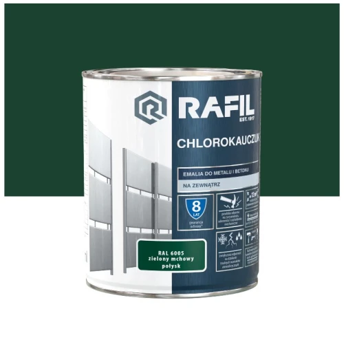 RAFIL Chlorokauczuk RAL 6005 zielony mchowy połysk 0,75L