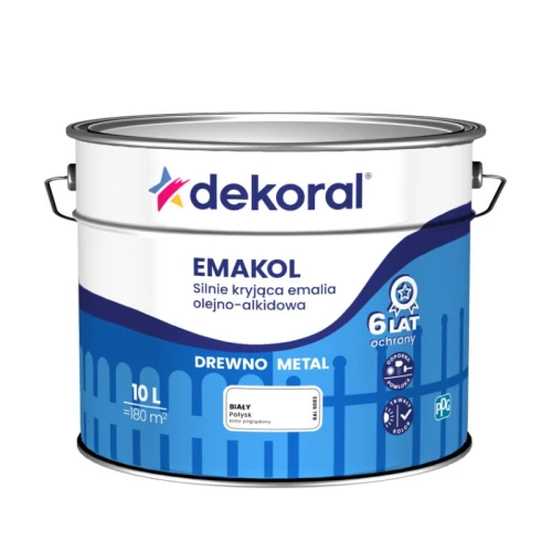 DEKORAL Emalia EMAKOL Strong biały połysk 10L