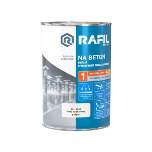 RAFIL Na Beton Emalia epoksydowa składnik 1 biały sygnałowy RAL 9003 0,63L