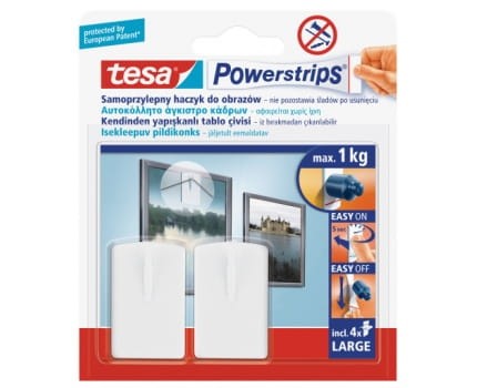Tesa Haczyk Samoprzylepny POWERSTRIPS 2 szt. do obrazów, biały