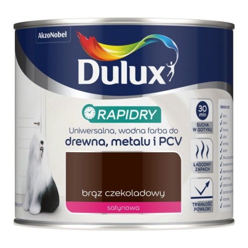 DULUX RAPIDRY F. DO DREWNA METALU PCV SATYNOWA Brąz Czekoladowy 0,4L