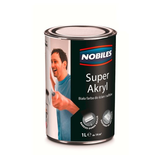 NOBILES SUPER AKRYL FARBA AKRYLOWA BIAŁA 1L