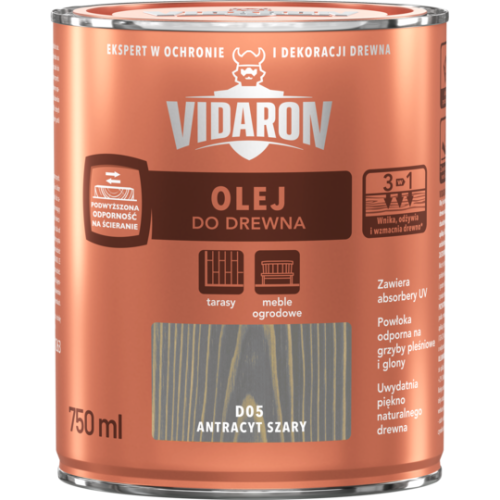 VIDARON Olej do Drewna antracyt szary D05 0,75L
