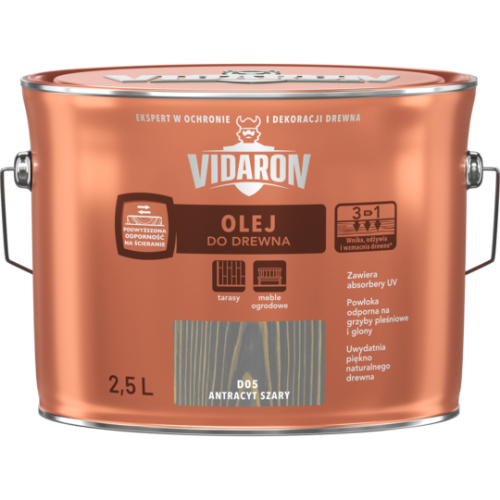 VIDARON Olej do Drewna Antracyt Szary D05 2,5L