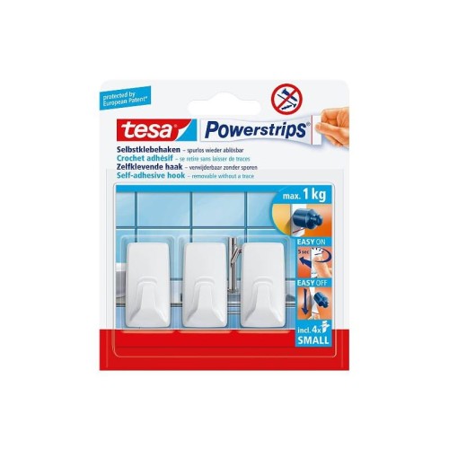 Tesa Haczyk Samoprzylepny POWERSTRIPS 3 szt. do Obrazów Biały 1kg