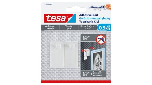 Tesa Gwóźdź Samoprzylepny Do Tapet 2 szt. 0,5Kg Biały