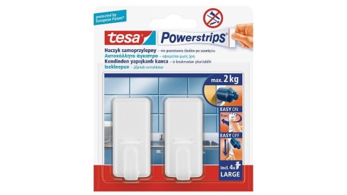 Tesa Haczyk Samoprzylepny Powerstrips 2 Szt. Okrągły, Duży, Biały