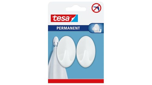 Tesa Haczyk Permanentny 2 Szt. "L", Owalny, Biały