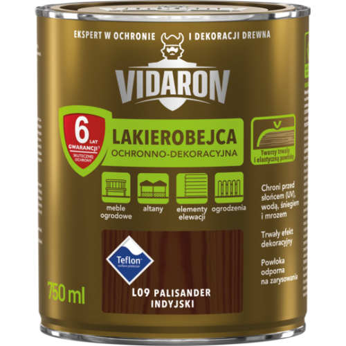 VIDARON LAKIEROBEJCA DO DREWNA L09 PALISANDER INDYJSKI 0,75L