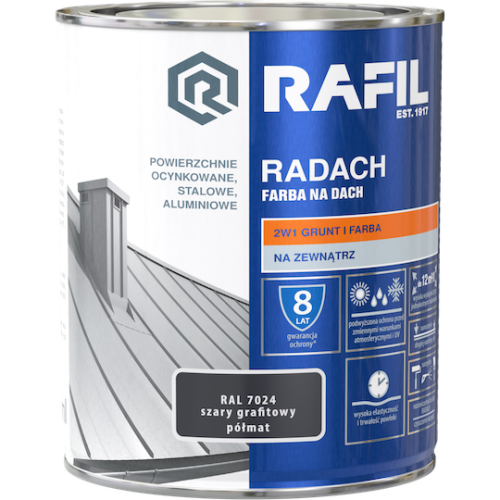 Rafil RADACH farba na dach 2w1 szary grafitowy półmat RAL7024 0,75L