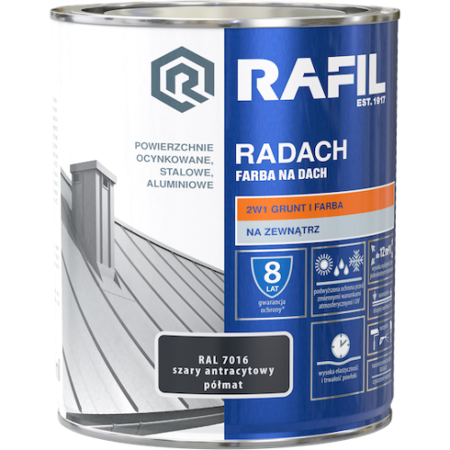 Rafil RADACH farba na dach 2w1 szary antracytowy półmat RAL7016 5L