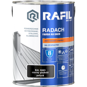 Rafil RADACH farba na dach 2w1 czarny głęboki połysk RAL9005 5L