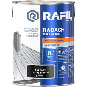 Rafil RADACH farba na dach 2w1 czarny głęboki półmat RAL9005 5L