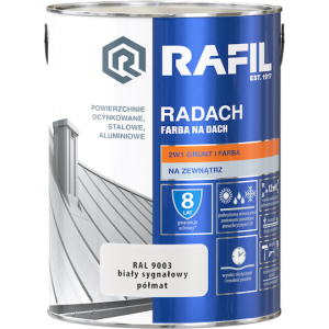 Rafil RADACH farba na dach 2w1 biały sygnałowy półmat RAL9003 5L